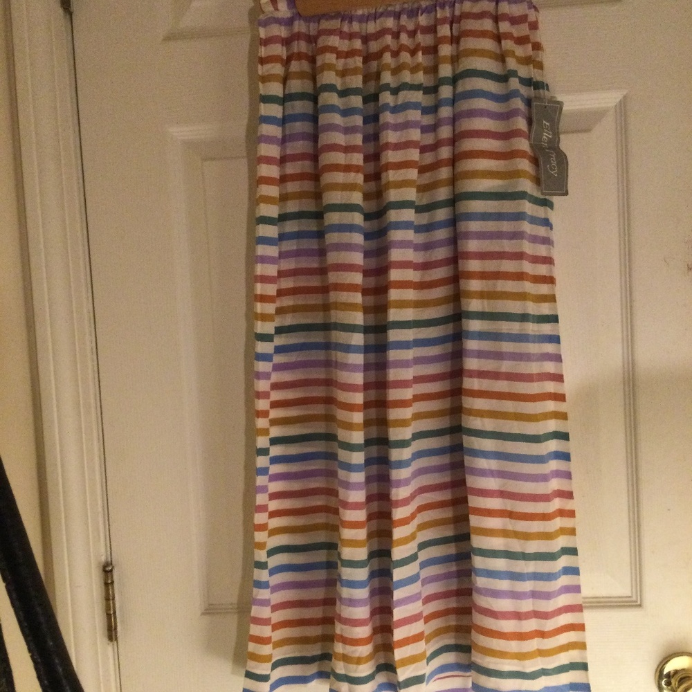 NWT! Ellen Tracy 100% silk rainbow striped maxi skirt sz 8, still has tags!